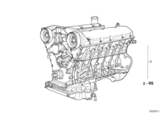 Силовой агрегат для BMW E38 750i M73N (схема запасных частей)
