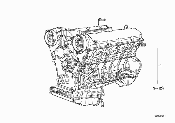 Силовой агрегат для BMW E38 750iL M73N (схема запчастей)
