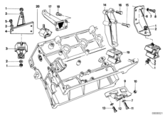 Подвеска двигателя/демпфер для BMW E12 520i M20 (схема запасных частей)