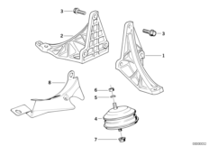 Подвеска двигателя/демпфер для BMW E32 750i M70 (схема запасных частей)