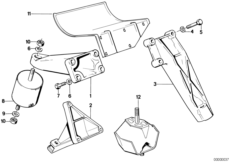 Подвеска двигателя/демпфер для BMW E28 M535i M30 (схема запасных частей)