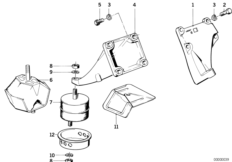Подвеска двигателя/демпфер для BMW E30 325e M20 (схема запасных частей)