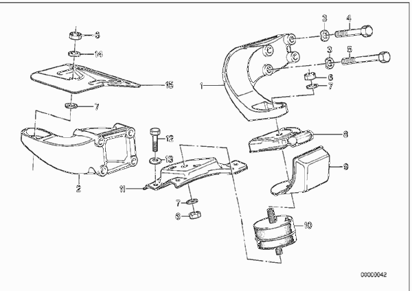 Подвеска двигателя/демпфер для BMW E30 325ix M20 (схема запчастей)