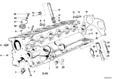Блок-картер двигателя для BMW E30 320i M20 (схема запасных частей)