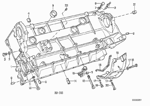 Блок-картер двигателя для BMW E23 728iS M30 (схема запчастей)