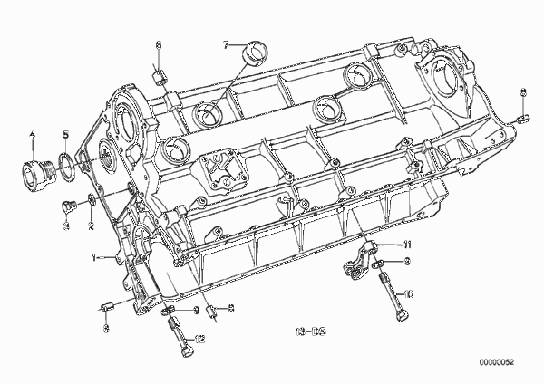 Блок-картер двигателя для BMW E12 535i M30 (схема запчастей)