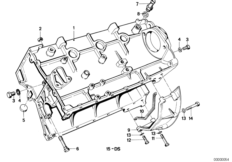 Блок-картер двигателя для BMW E30 316 M10 (схема запасных частей)