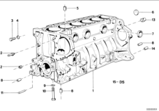 Блок-картер двигателя для BMW E32 730iL M30 (схема запасных частей)