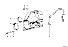 Корпус блока ГРМ Нж для BMW E34 520i M50 (схема запасных частей)