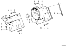 Корпус блока ГРМ Вх для BMW E23 733i M30 (схема запасных частей)