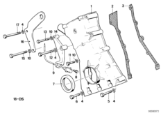 Корпус блока ГРМ Нж для BMW E28 M5 S38 (схема запасных частей)