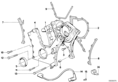 Корпус блока ГРМ Нж для BMW E32 750i M70 (схема запасных частей)