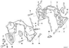 Корпус блока ГРМ Вх для BMW E32 750i M70 (схема запасных частей)