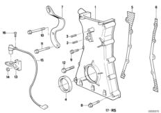 Корпус блока ГРМ для BMW E34 M5 S38 (схема запасных частей)
