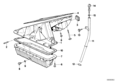 Масляный картер/маслоизмерит.щуп для BMW E34 518i M40 (схема запасных частей)