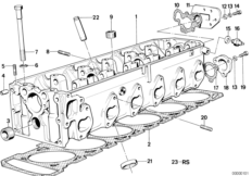 головка блока цилиндров для BMW E34 535i M30 (схема запасных частей)