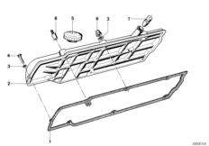 Крышка головки блока цилиндров для BMW E12 518 M10 (схема запасных частей)