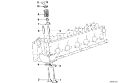 Коромысло мех.клап.газораспред./клапаны для BMW E28 524d M21 (схема запасных частей)