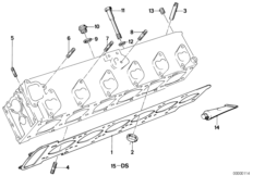 головка блока цилиндров для BMW E28 525i M30 (схема запасных частей)