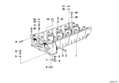 Головка блока ц./промеж.часть картера для BMW E30 320is S14 (схема запасных частей)