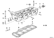 головка блока цилиндров для BMW E30 320is S14 (схема запасных частей)