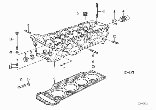 головка блока цилиндров для BMW E30 M3 S14 (схема запчастей)