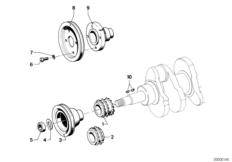 Шкив клинового ремня клиноремен.привода для BMW E12 518 M10 (схема запасных частей)