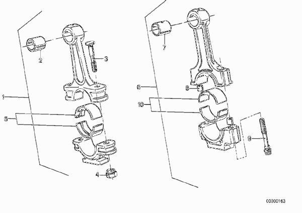 Шатун кривошипно-шатунного механизма для BMW E28 525e M20 (схема запчастей)