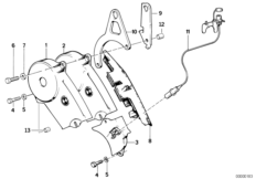 Корпус блока ГРМ Вх для BMW E30 323i M20 (схема запасных частей)