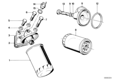 Смазочная система-масляный фильтр для BMW E28 518 M10 (схема запасных частей)
