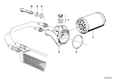Смазочная система-масляный фильтр для BMW E30 320i M20 (схема запасных частей)
