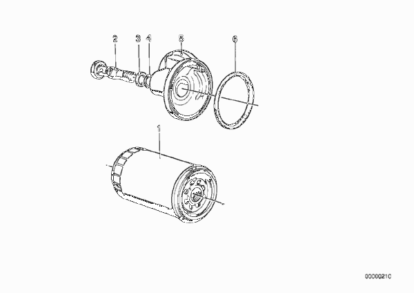 Смазочная система-масляный фильтр для BMW E34 525i M20 (схема запчастей)