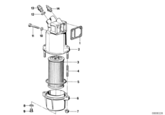 Смазочная система-масляный фильтр для BMW E30 324td M21 (схема запасных частей)