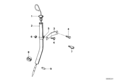 Маслоизмерительный щуп для BMW E30 325e M20 (схема запасных частей)