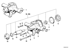 Водяная помпа системы охлаждения для BMW E30 316 M10 (схема запасных частей)