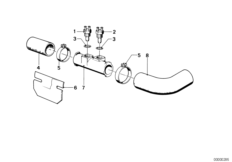 Водяной шланг системы охлаждения для BMW E12 520i M10 (схема запасных частей)