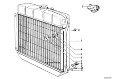 Радиатор охлаждающей жидкости для BMW E12 520 M10 (схема запасных частей)