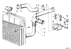 Термостат сист.охлаждения/водяной шланг для BMW E12 518 M10 (схема запасных частей)