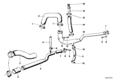 Водяной шланг системы охлаждения для BMW E12 518 M10 (схема запасных частей)