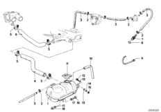 Расширительный бачок для BMW E12 525 M30 (схема запасных частей)