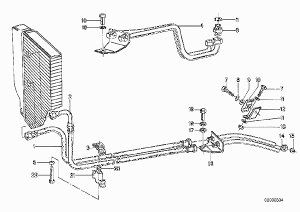 Охлаждение трансмиссионного масла для BMW E12 528 M30 (схема запчастей)