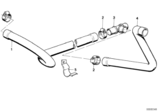 Водяной шланг системы охлаждения для BMW E28 535i M30 (схема запасных частей)