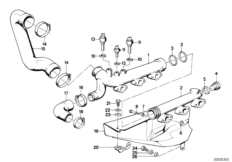 Водяной шланг системы охлаждения для BMW E28 M5 S38 (схема запасных частей)