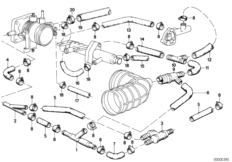 Двигатель с вакуумной сист.управления для BMW E28 520i M20 (схема запасных частей)