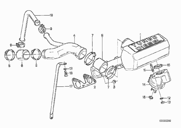 Система впуска для BMW E28 524td M21 (схема запчастей)