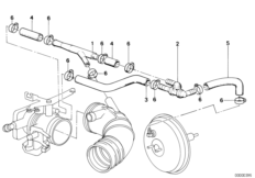Двигатель с вакуумной сист.управления для BMW E30 325e M20 (схема запасных частей)