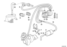 Вакуумная сист.управл.турбонагнетателем для BMW E30 324td M21 (схема запасных частей)