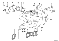Система впуска для BMW E34 520i M20 (схема запасных частей)