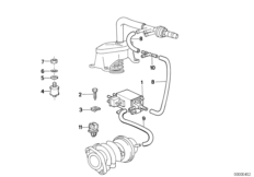 Вакуумная система управления AGR для BMW E30 324td M21 (схема запасных частей)