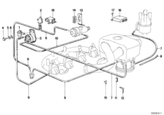 Вакуумная система управления AGR для BMW E30 316i M10 (схема запасных частей)